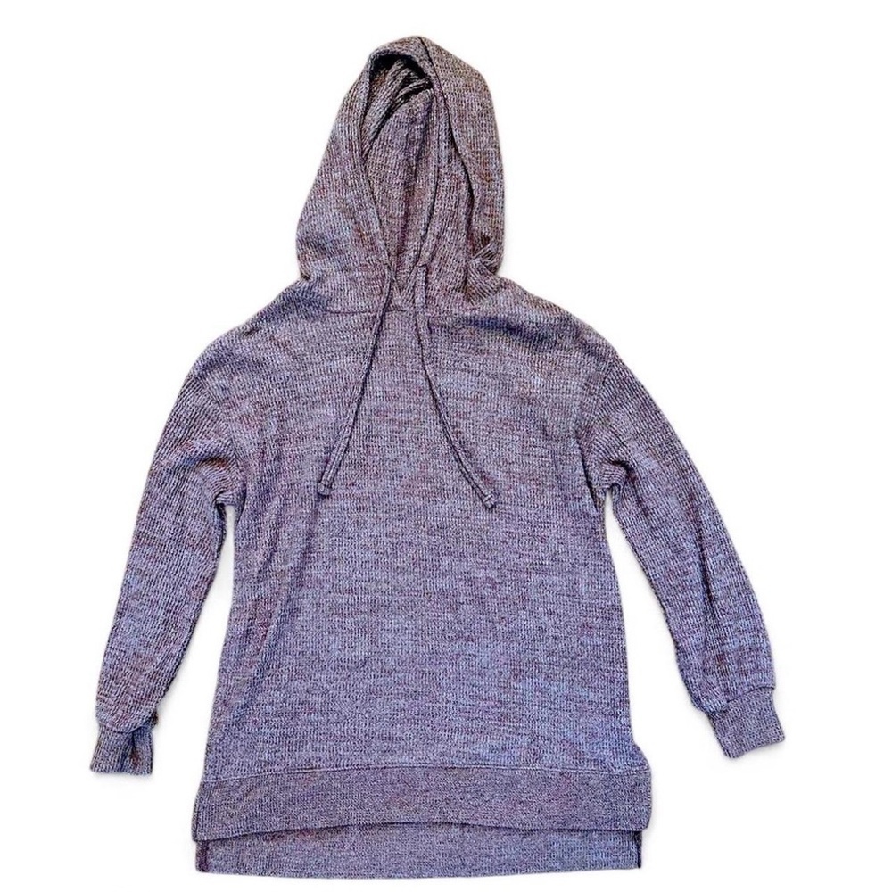 Red Pink Heathered Gray Hoodie Sweater size Medium Womens Light Weight